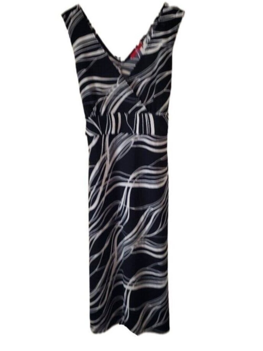 XI Black & White Swirl V-Neck & Back Tie Back Dress